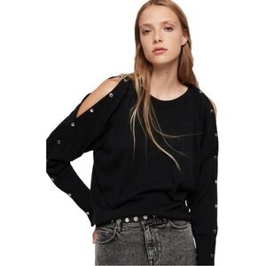 ALLSAINTS Suzie Jumper Snap Sleeve Black Sweater